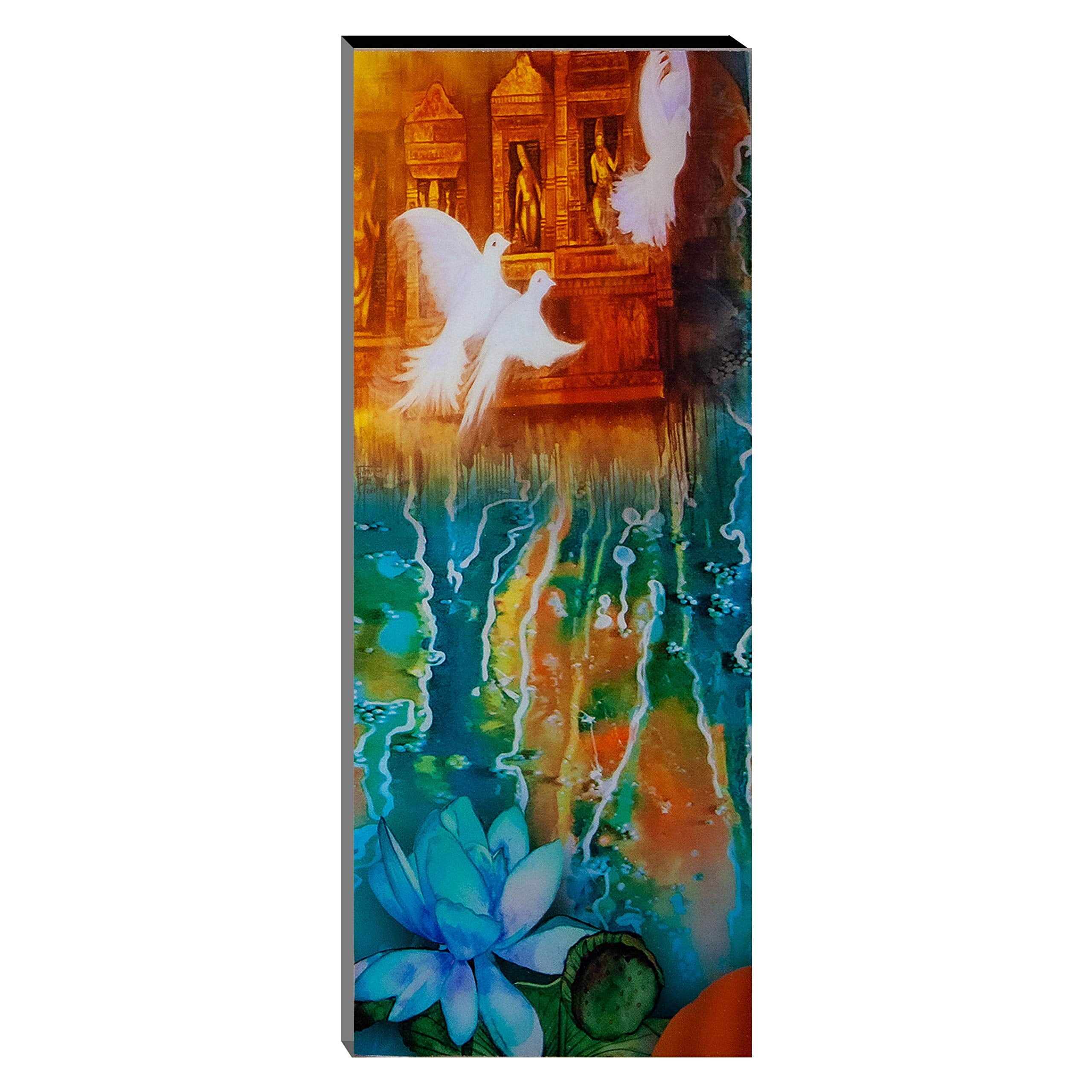 Indianara Set Of 3 Gautam Buddha Mdf Art Painting (3488 Fla) Without Glass 4.5 X 12, 9 X 12, 4.5 X 12 Inch